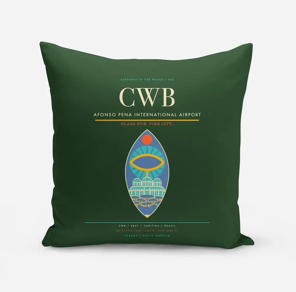 Afonso Pena International Airport (CWB) design on dark green pillow