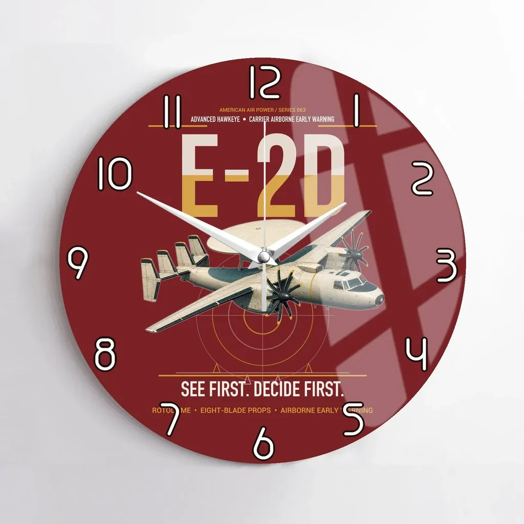 E-2D Advanced Hawkeye design on dark red no frame wall clock