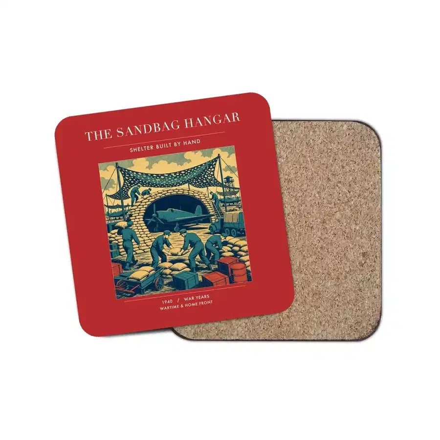 The Sandbag Hangar - Designed Coasters design on red 1-piece