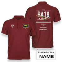 Thumbnail for Piper PA-18 Super Cub design on red+name double-side polo t-shirt, double-side print