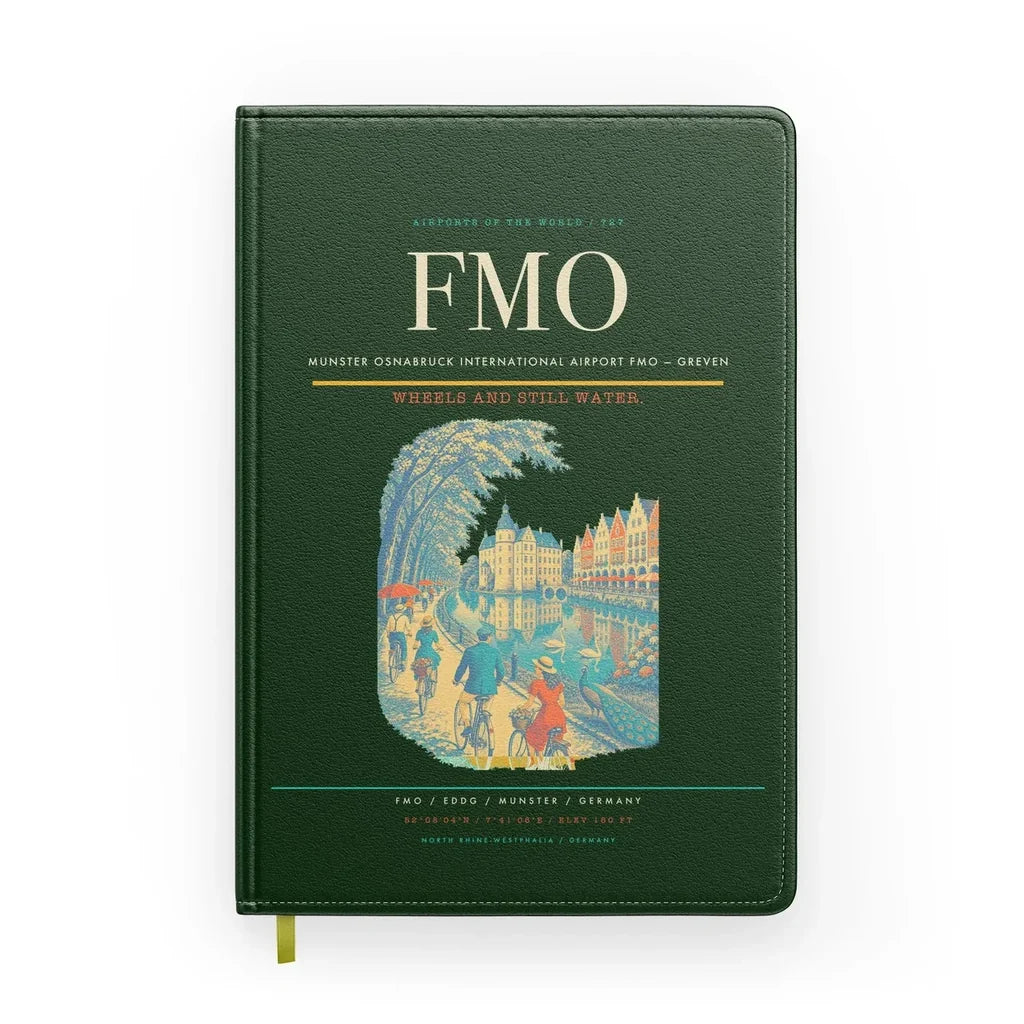 Munster Osnabruck International Airport (FMO) design on dark green notebook