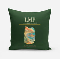 Thumbnail for Lampedusa Airport (LMP) design on dark green pillow