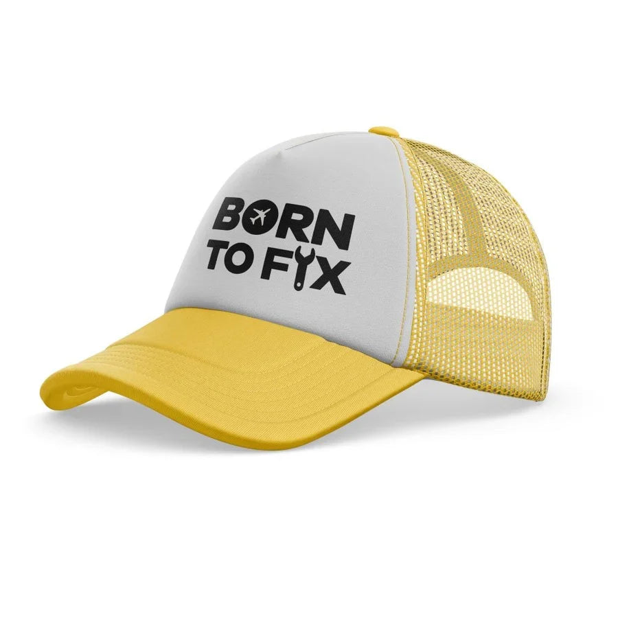 Born To Fix Airplanes trucker cap - yellow