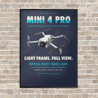 Thumbnail for DJI Mini 4 Pro vertical canvas print - framed - navy blue background