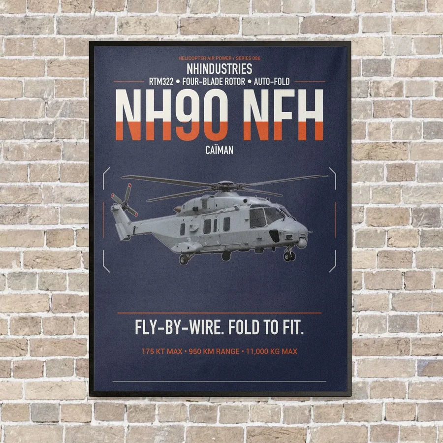 NHIndustries NH90 NFH Caïman vertical canvas print - framed - navy blue background