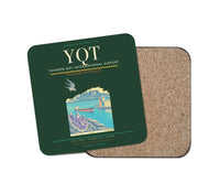 Thumbnail for Thunder Bay International Airport (YQT) design on dark green 1 piece coaster