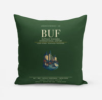 Thumbnail for Buffalo Niagara International Airport (BUF) design on dark green pillow