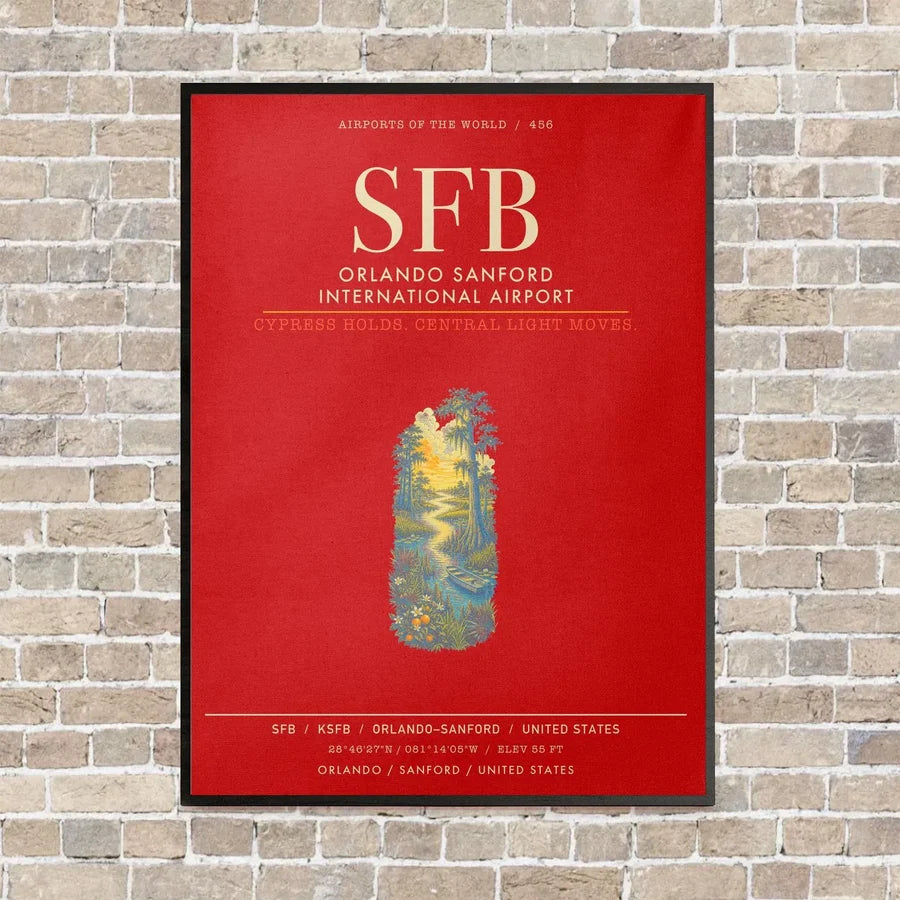 Orlando Sanford International Airport SFB - Canvas Framed - Red