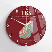 Thumbnail for Tbilisi International Airport (TBS) design on dark red no frame wall clock
