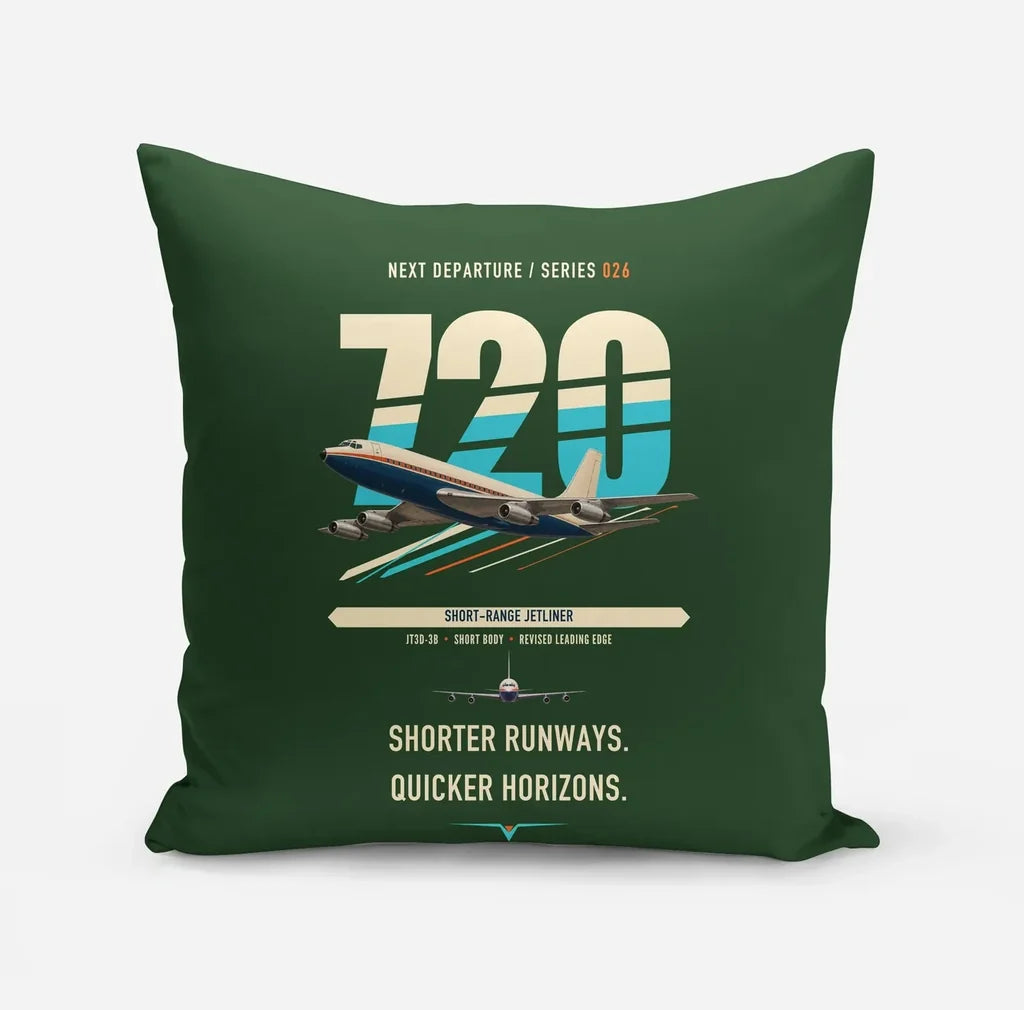 Boeing 720B design on dark green pillow