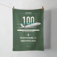 Thumbnail for Fokker 100 design on dark green towel
