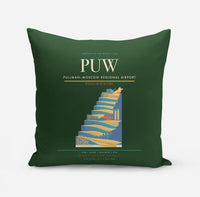 Thumbnail for Pullman–Moscow Regional Airport (PUW) design on dark green pillow