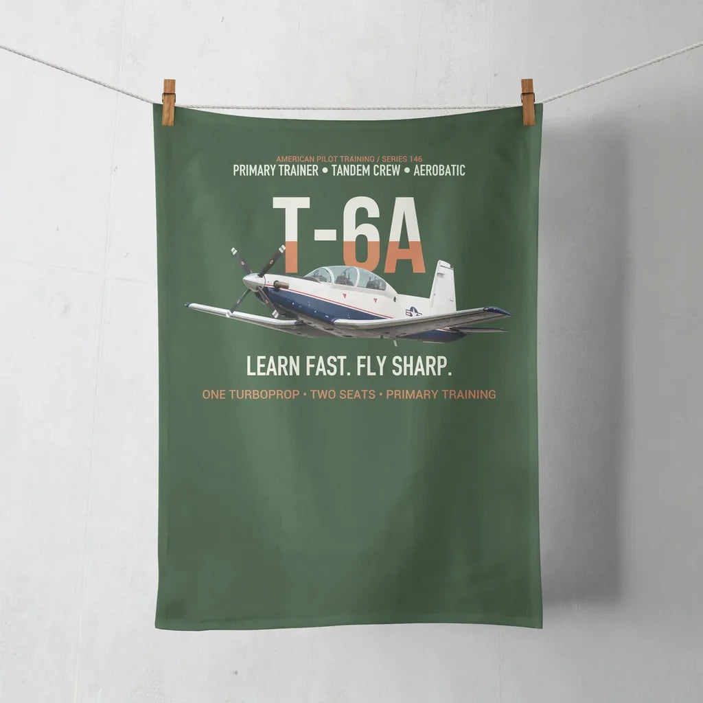 T-6A Texan II Train The Next Generation design on dark green towel