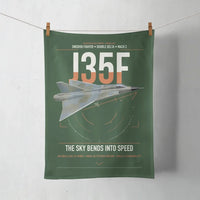 Thumbnail for Saab J 35F Draken design on dark green towel