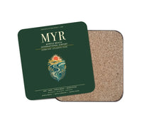 Thumbnail for Myrtle Beach International Airport (MYR) design on dark green 1 piece coaster