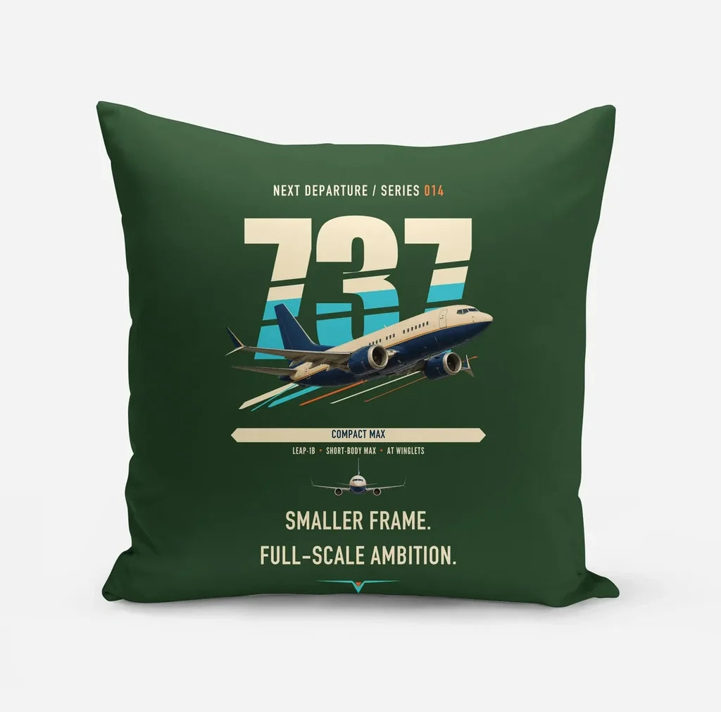 Boeing 737 MAX 7 design on dark green pillow