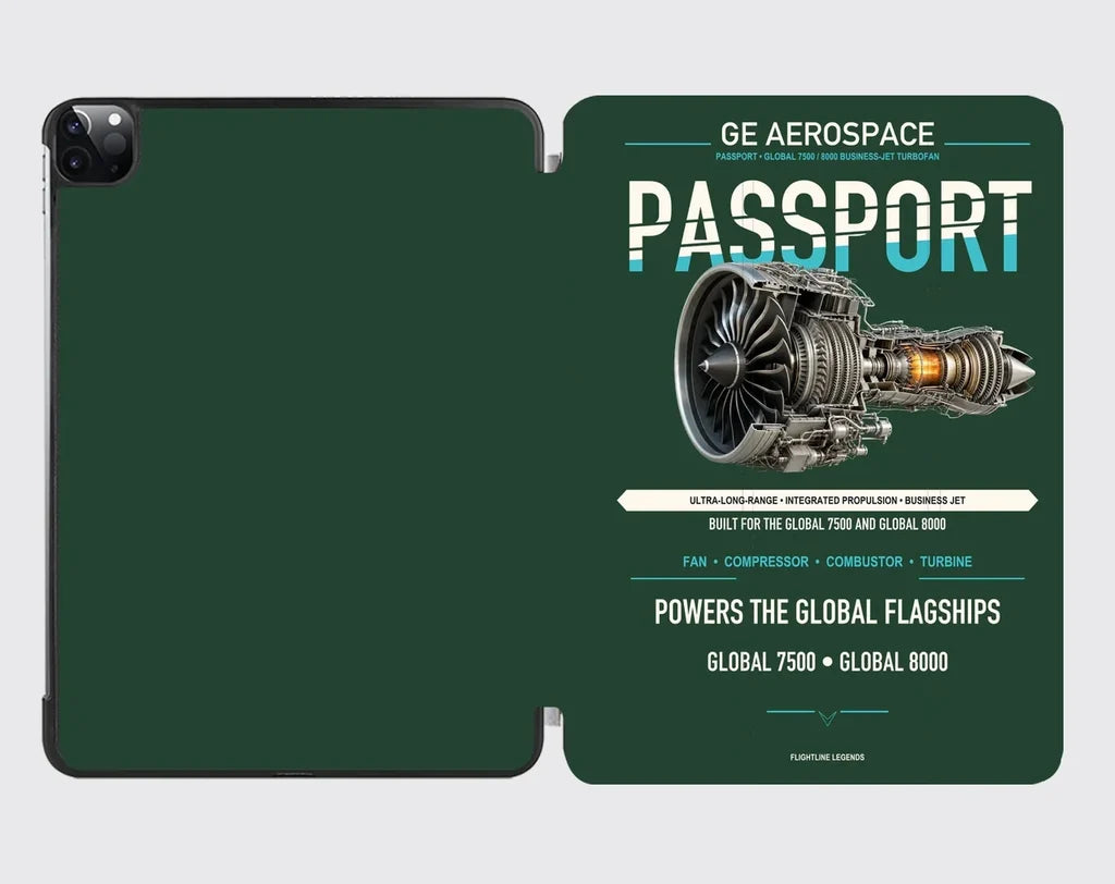 PASSPORT design on dark green ipad tablet case