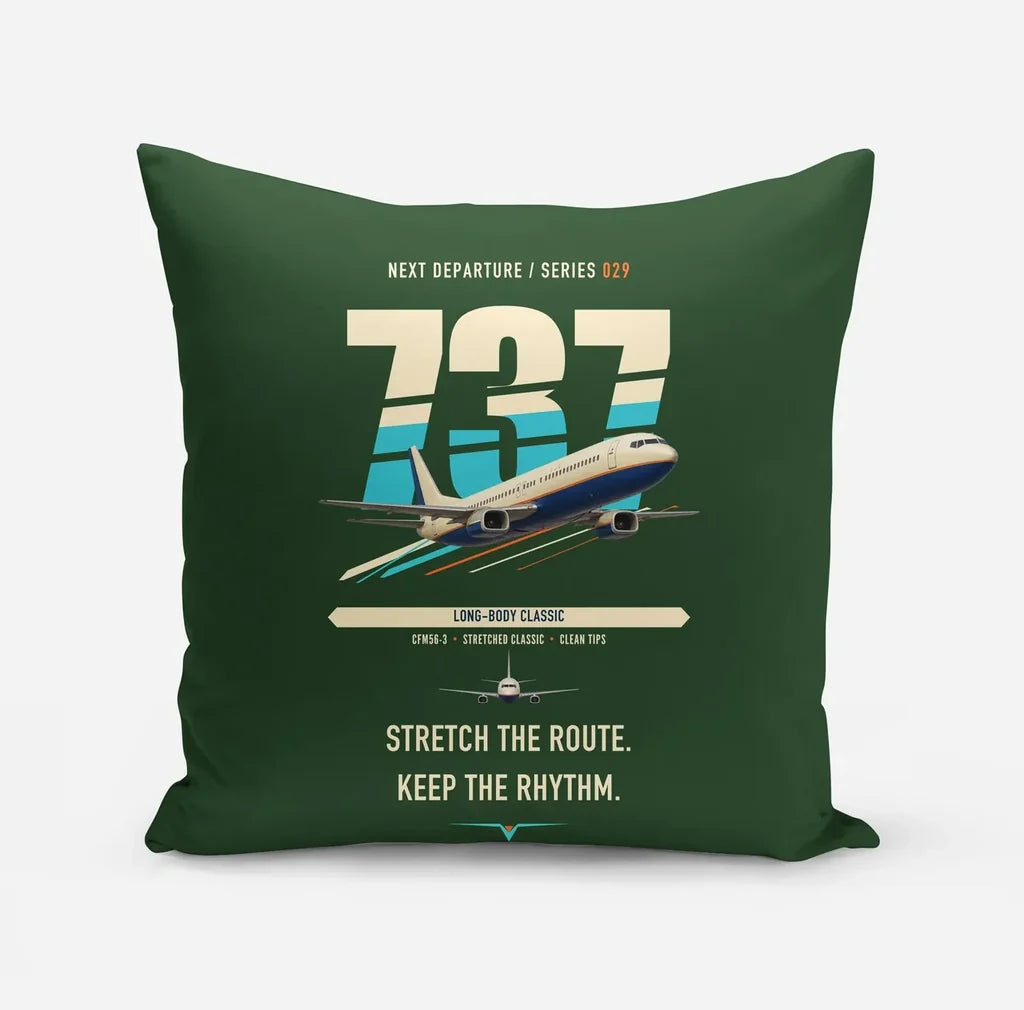 Boeing 737-400 Classic design on dark green pillow