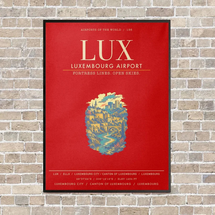 Luxembourg Airport LUX - Canvas Framed - Red