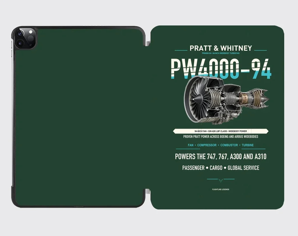 PW4000-94 design on dark green ipad tablet case