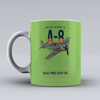 Thumbnail for Focke-Wulf Fw 190A-8 design on light green ceramic mug, double-side print