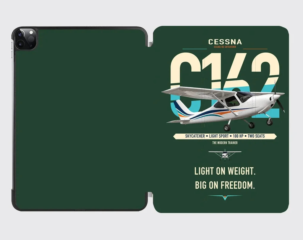 Cessna 162 Skycatcher design on dark green ipad tablet case