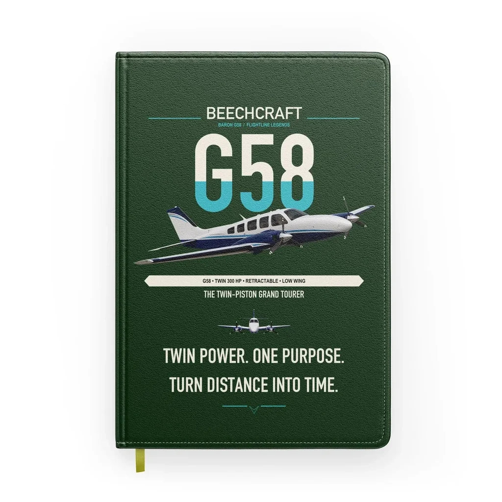 Beechcraft Baron G58 design on dark green notebook