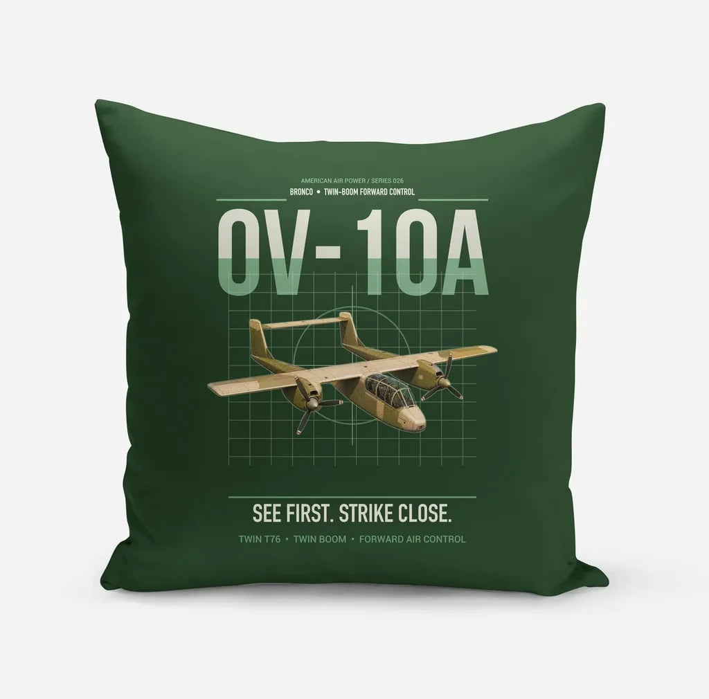 OV-10A Bronco design on dark green pillow