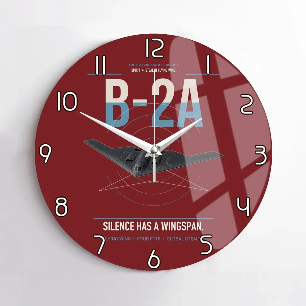 B-2A Spirit design on dark red no frame wall clock