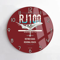 Thumbnail for Avro RJ100 design on dark red no frame wall clock