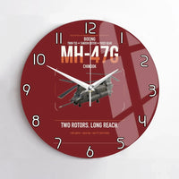 Thumbnail for Boeing MH-47G Chinook design on dark red no frame wall clock