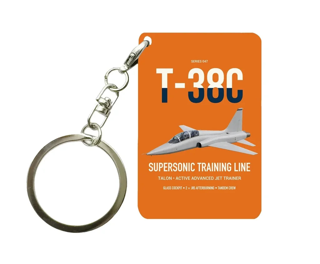 T-38C Talon design on orange designed key chain, double-side print