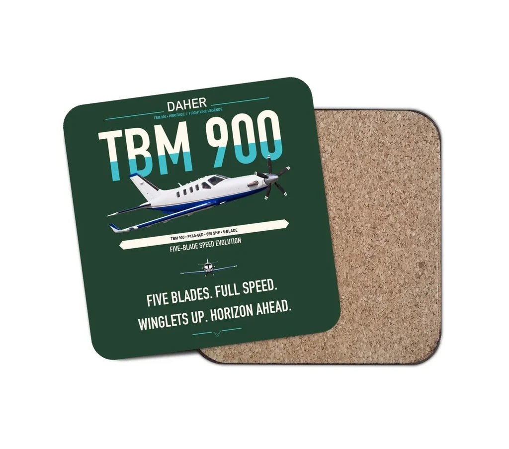 Daher TBM 900 design on dark green 1 piece coaster