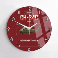 Thumbnail for Sikorsky CH-34C Choctaw design on dark red no frame wall clock