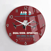 Thumbnail for DJI Air 3 design on dark red no frame wall clock