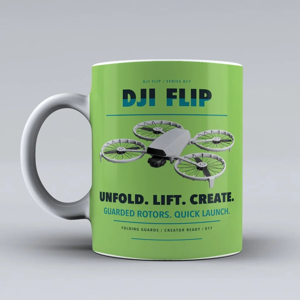 Flip Mug design on light green dji
