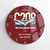 Thumbnail for Cessna 208 Caravan design on dark red no frame wall clock