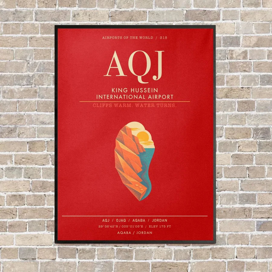 King Hussein International Airport AQJ - Canvas Framed - Red
