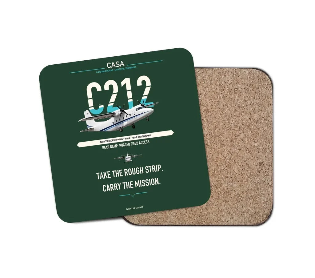 CASA C-212-400 Aviocar design on dark green 1 piece coaster