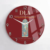 Thumbnail for Douala International Airport (DLA) design on dark red no frame wall clock