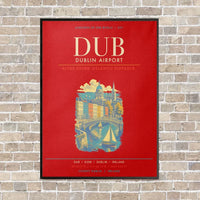 Thumbnail for Dublin Airport DUB - Canvas Framed - Red