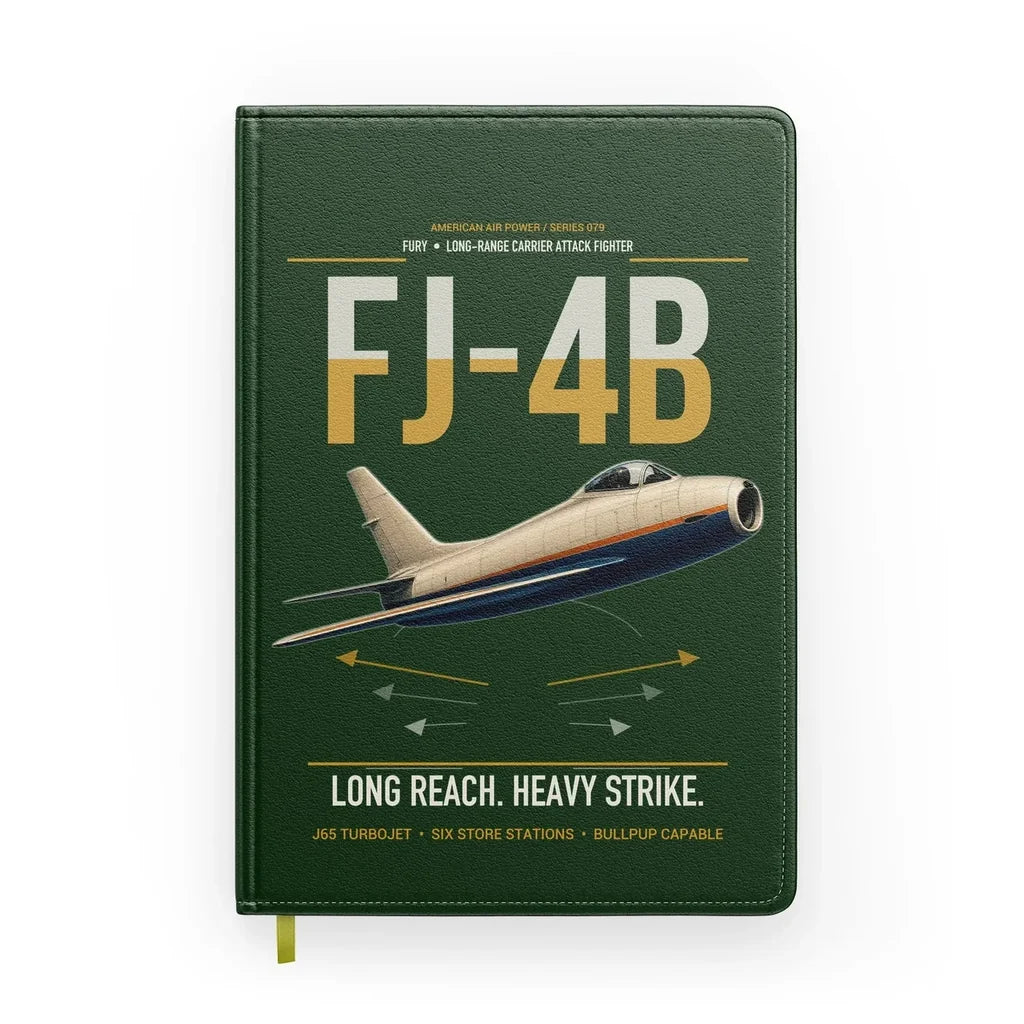 FJ-4B Fury design on dark green notebook