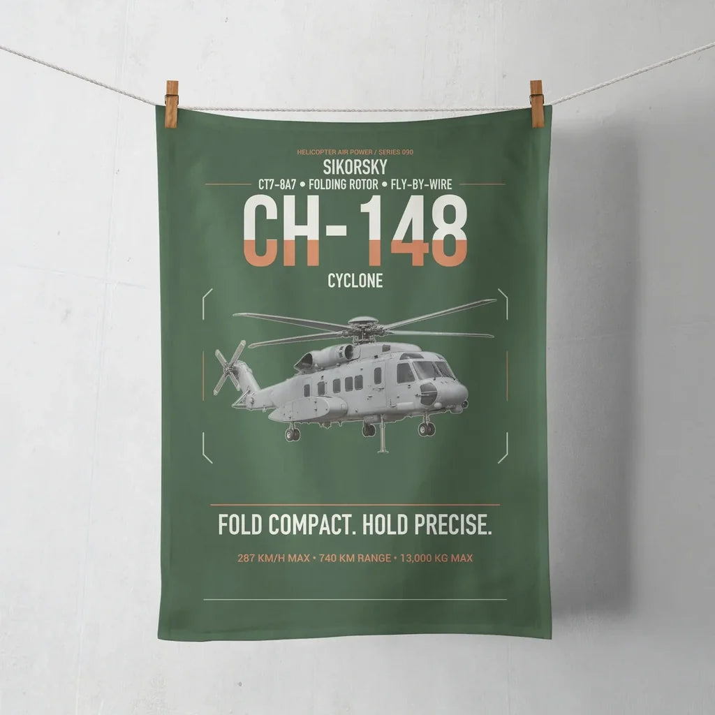 Sikorsky CH-148 Cyclone design on dark green towel