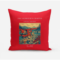Thumbnail for VINTAGE G4289 - The Salmon Run Charter - Designed Pillows design on red
