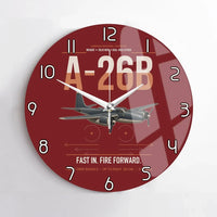 Thumbnail for A-26B Invader design on dark red no frame wall clock
