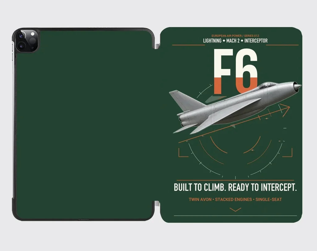 English Electric Lightning F6 design on dark green ipad tablet case