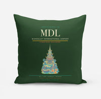 Thumbnail for Mandalay International Airport (MDL) design on dark green pillow