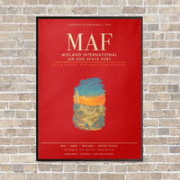 Thumbnail for Midland International Air and Space Port MAF - Canvas Framed - Red