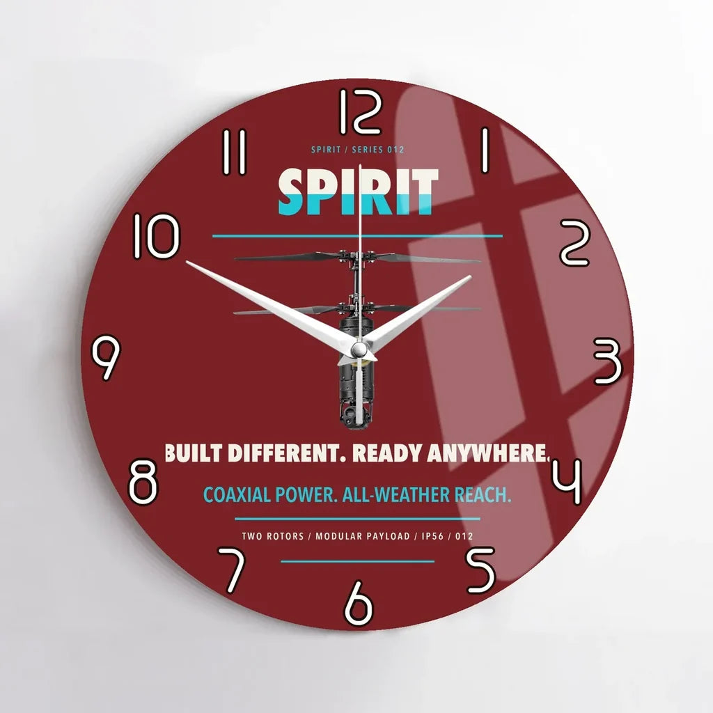 Ascent AeroSystems Spirit design on dark red no frame wall clock