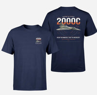 Thumbnail for Dassault Mirage 2000C RDI design on navy blue t-shirt, double-side print